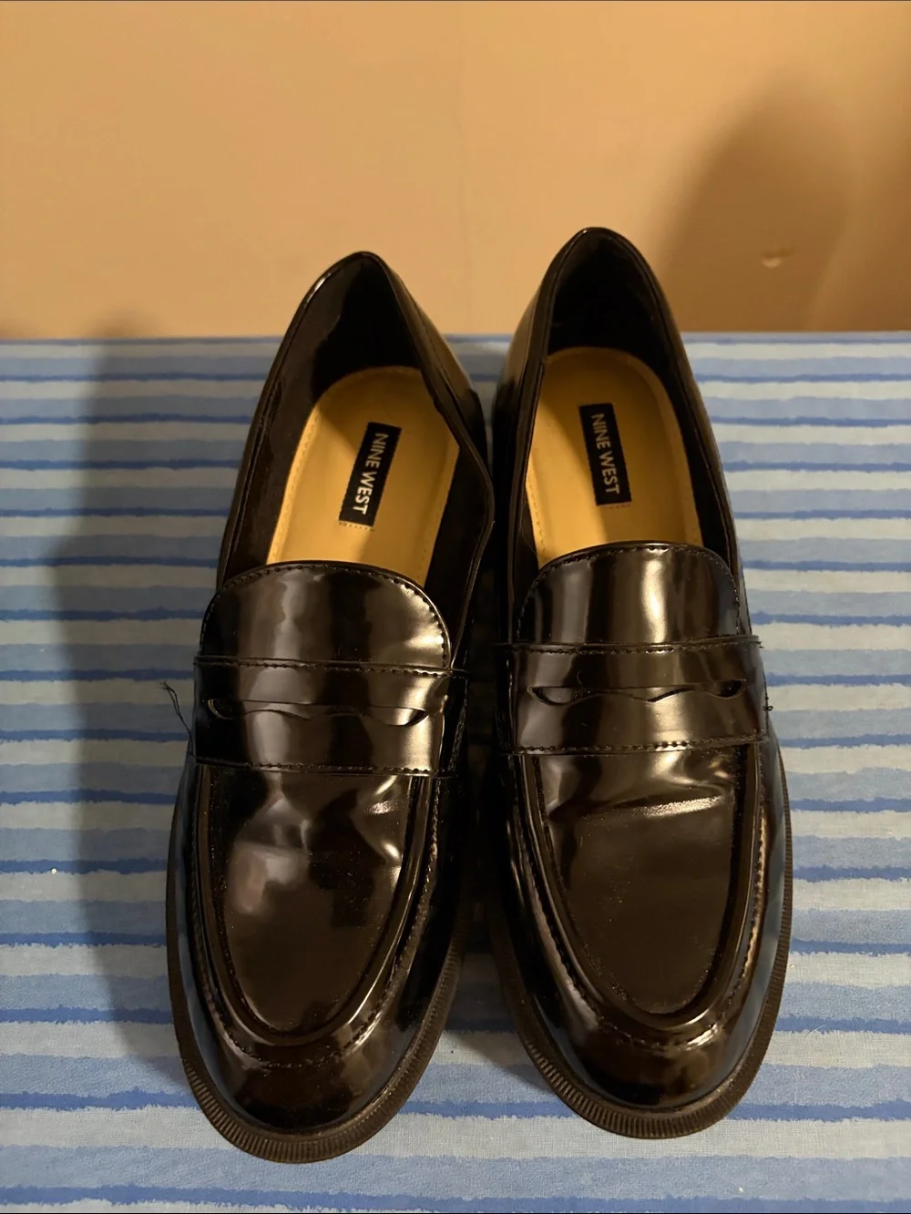 Nine West Black Patent Penny Loafers for women